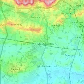 Godstone topographic map, elevation, terrain