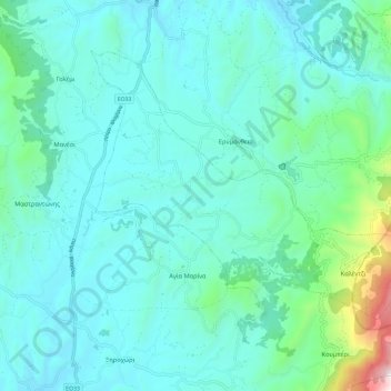 Municipal Unit of Kalentzi topographic map, elevation, terrain