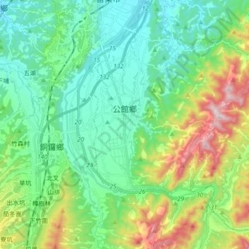 Gongguan topographic map, elevation, terrain