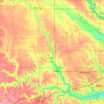 Dallas County topographic map, elevation, terrain