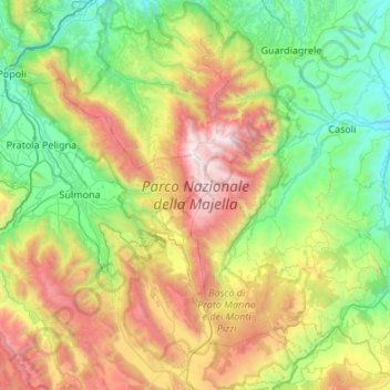 Parco Nazionale della Majella topographic map, elevation, terrain