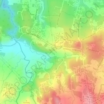 Cepoko topographic map, elevation, terrain
