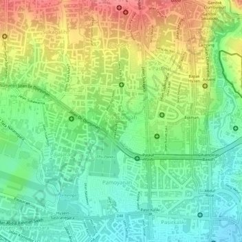 Sukabungah topographic map, elevation, terrain