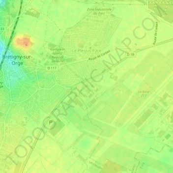 Le Plessis-Pâté topographic map, elevation, terrain