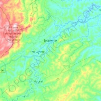 Jaqueira topographic map, elevation, terrain