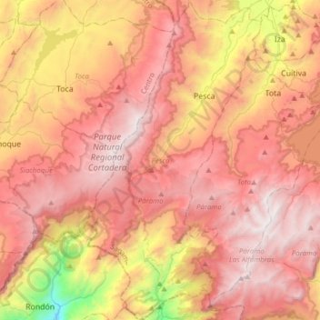 Pesca topographic map, elevation, terrain
