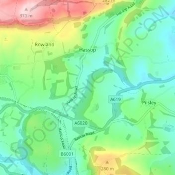 Hassop CP topographic map, elevation, terrain