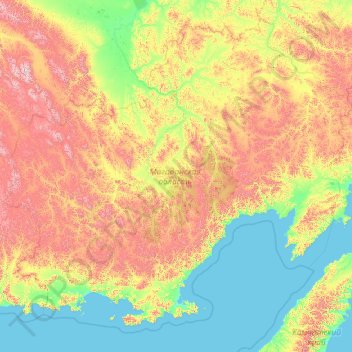 Magadan Oblast topographic map, elevation, terrain