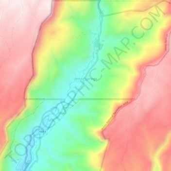 Jemez Springs topographic map, elevation, terrain