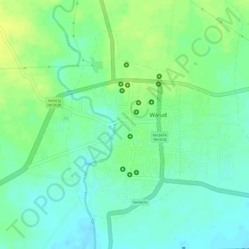 Warud topographic map, elevation, terrain