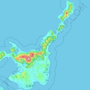 Ishigakijima topographic map, elevation, terrain