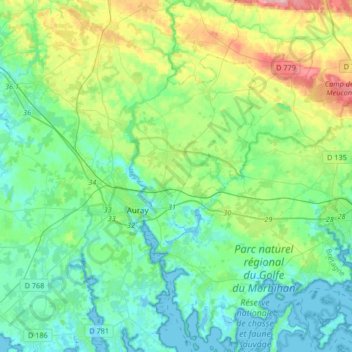 Le Loc'h topographic map, elevation, terrain