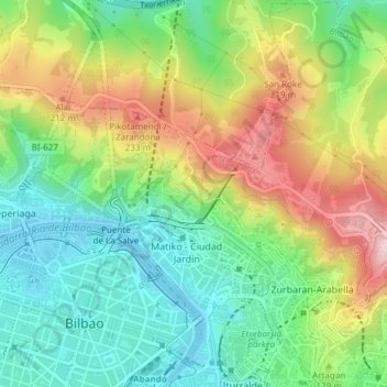 Uribarri topographic map, elevation, terrain