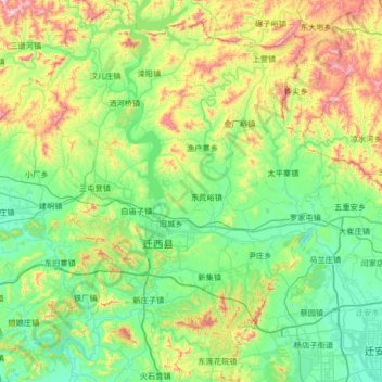 Qianxi County topographic map, elevation, terrain