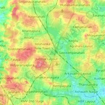 Yelahanka Zone topographic map, elevation, terrain