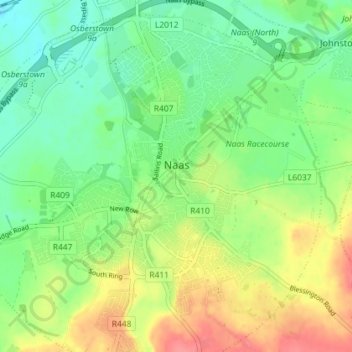 Naas topographic map, elevation, terrain