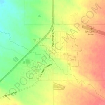 Saint Ignatius topographic map, elevation, terrain