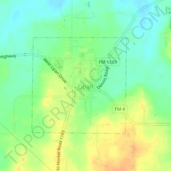 Lipan topographic map, elevation, terrain