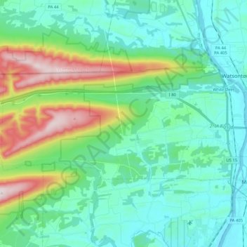 White Deer Township topographic map, elevation, terrain