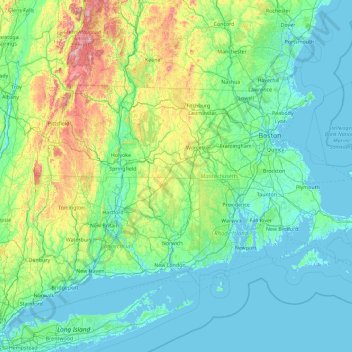 Massachusetts topographic map, elevation, terrain