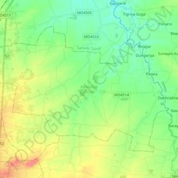 Kanadiya Tahsil topographic map, elevation, terrain