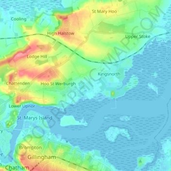 Hoo St. Werburgh topographic map, elevation, terrain