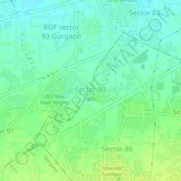 Sector 90 topographic map, elevation, terrain