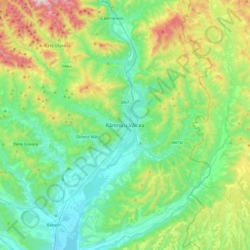 Râmnicu Vâlcea topographic map, elevation, terrain