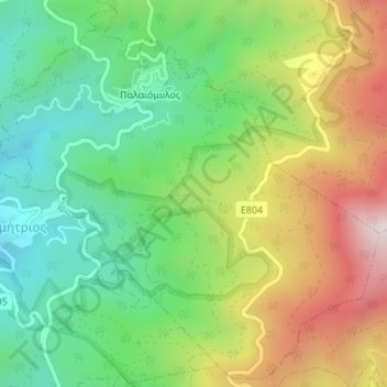 Palaiomylos topographic map, elevation, terrain