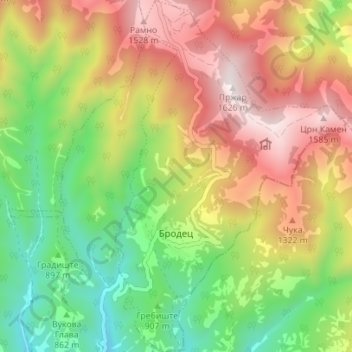Brodec topographic map, elevation, terrain