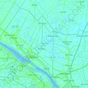 Bình Tân District topographic map, elevation, terrain