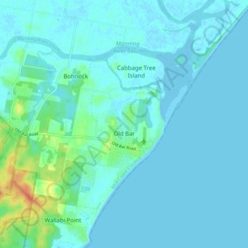 Old Bar topographic map, elevation, terrain