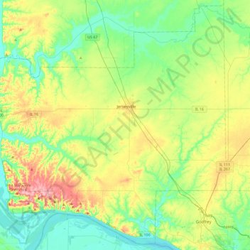 Jersey County topographic map, elevation, terrain