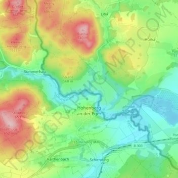 Hohenberg an der Eger topographic map, elevation, terrain