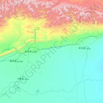 Kuqa topographic map, elevation, terrain