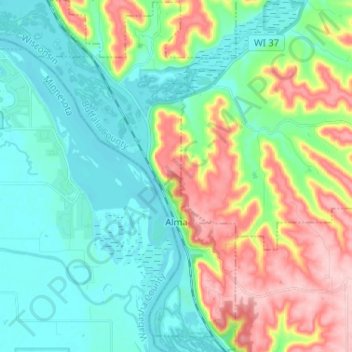 Alma topographic map, elevation, terrain