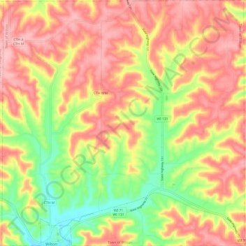 Town of Wilton topographic map, elevation, terrain