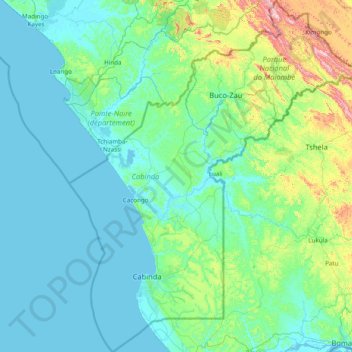 Cabinda Province topographic map, elevation, terrain