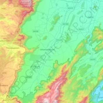 Suruliar topographic map, elevation, terrain