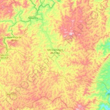 São Domingos do Prata topographic map, elevation, terrain