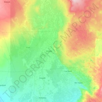 Jalalaqsi District topographic map, elevation, terrain