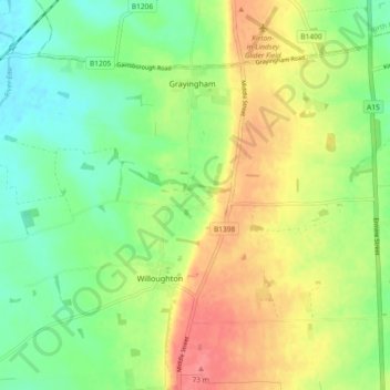 Blyborough CP topographic map, elevation, terrain