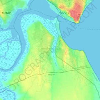 Distrito Municipal de KaTembe topographic map, elevation, terrain