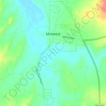Midwest topographic map, elevation, terrain