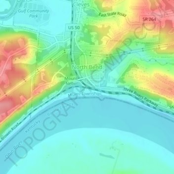 North Bend topographic map, elevation, terrain