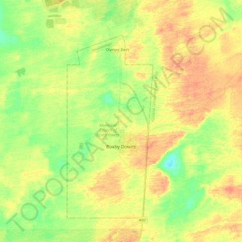 Roxby Downs topographic map, elevation, terrain