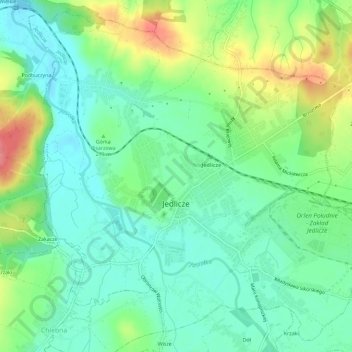 Jedlicze topographic map, elevation, terrain