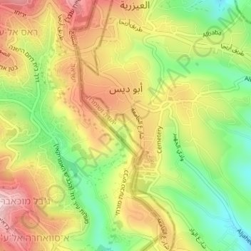 Abu Dis topographic map, elevation, terrain