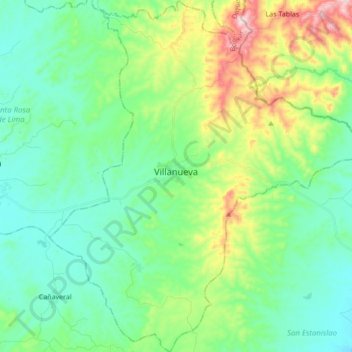 Villanueva topographic map, elevation, terrain