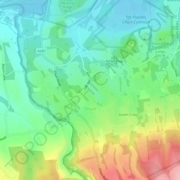 Churt topographic map, elevation, terrain